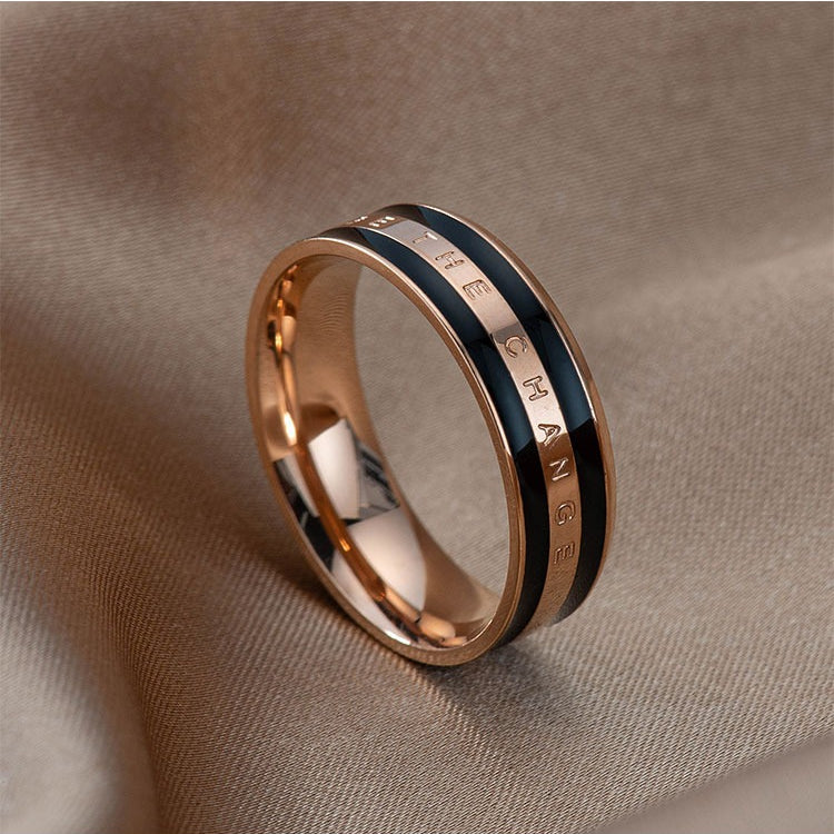 Wholesale 18K Rose Gold Oil Drop Ceramic Titanium Steel Rings ACC-RS-Hengx002