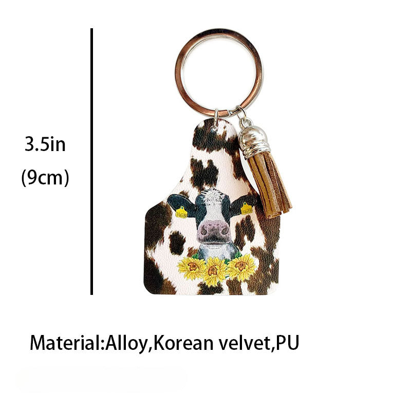 Wholesale 2pcs/pack Western Wind Cross Aztec Cow Leather Keychain ACC-KC-HY017