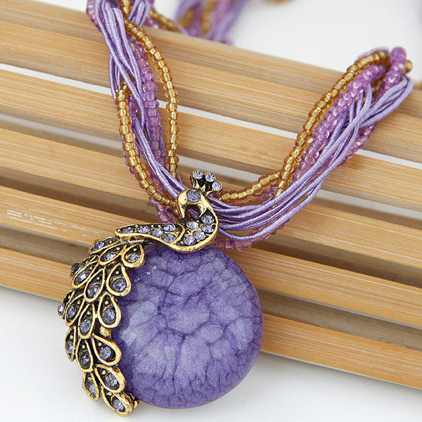 Wholesale Vintage Tassel Peacock Bead Bohemian Necklace