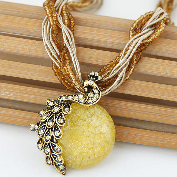 Wholesale Vintage Tassel Peacock Bead Bohemian Necklace