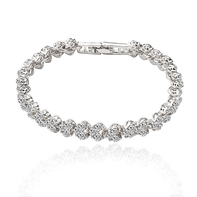 Wholesale Silver Plated Zircon Heart Bracelet Trendy Women S Crystal Jewelry Everyday Wear Gift