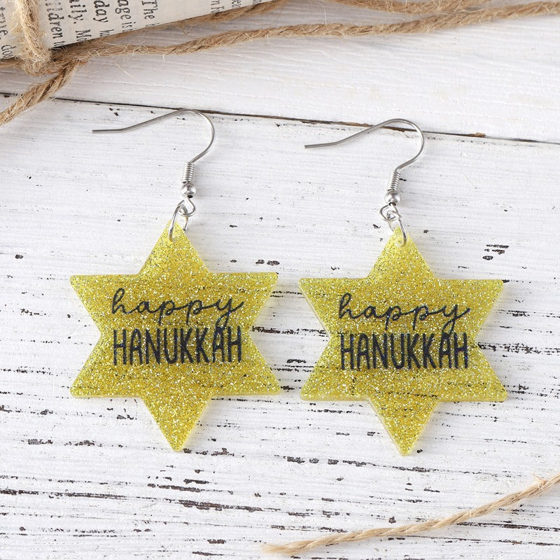 Wholesale Hanukkah Star Pendant Acrylic Earrings ACC-ES-ChuLian117