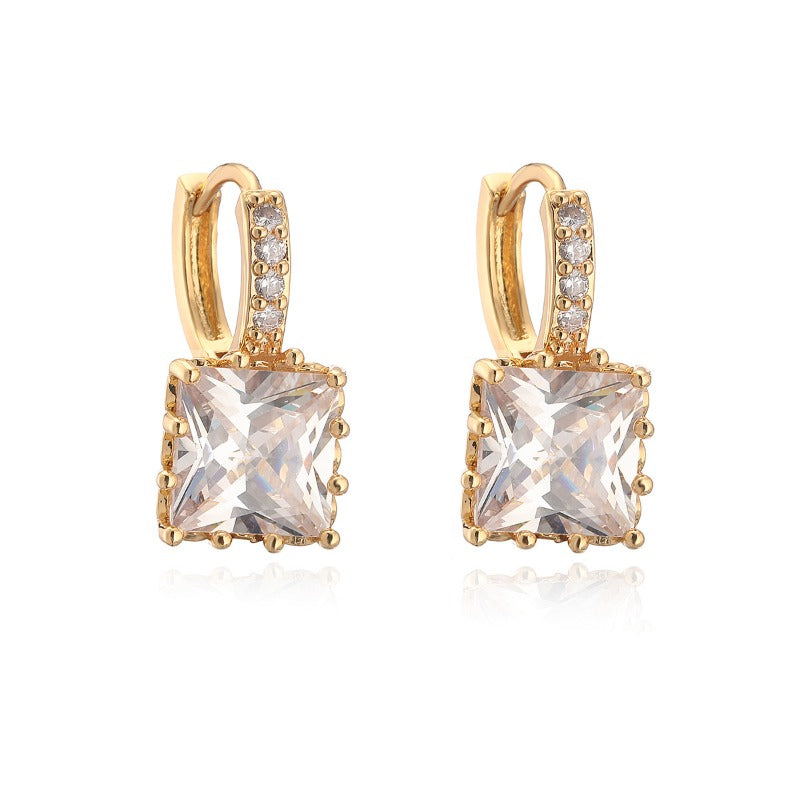 Wholesale Light Luxury Copper Plated Real Gold Zircon Earrings ACC-ES-AG003