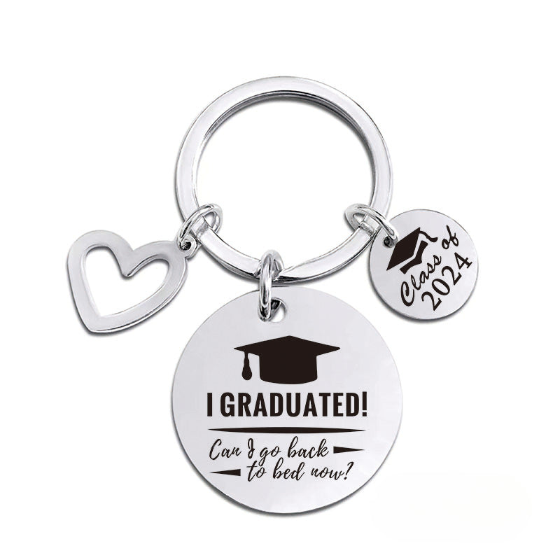 Wholesale 2024 Graduation Season Gift Love Pendant Round Plate Stainless Steel Keychain ACC-KC-Ganggu009