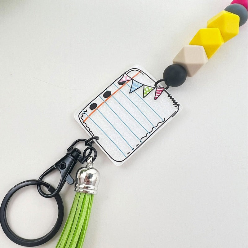 Wholesale Acrylic Pencil Silicone Beaded Lanyard Keychain ACC-KC-JiuYa016