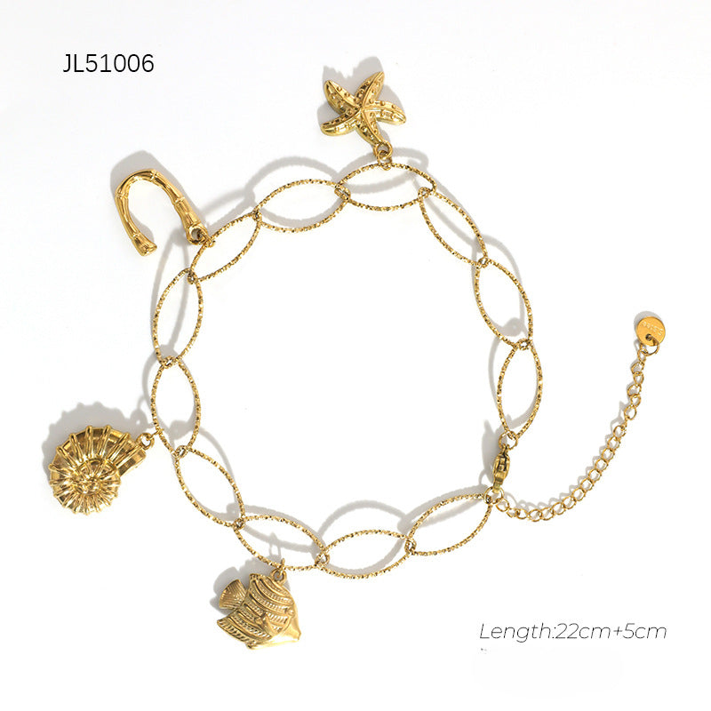 Wholesale Stainless Steel 18K Gold Plated Anklets ACC-AS-YuHui004