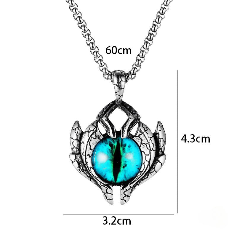 Wholesale Vintage Punk Spaceship Blue Eyes Stainless Steel Pendant Necklaces ACC-NE-XuanChao001