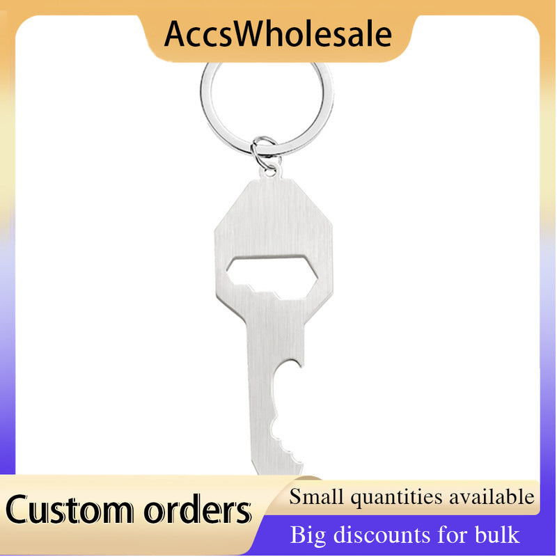 Custom Keychains with Laser Engraved Text or Logo - Bottle Opener Metal Keychain