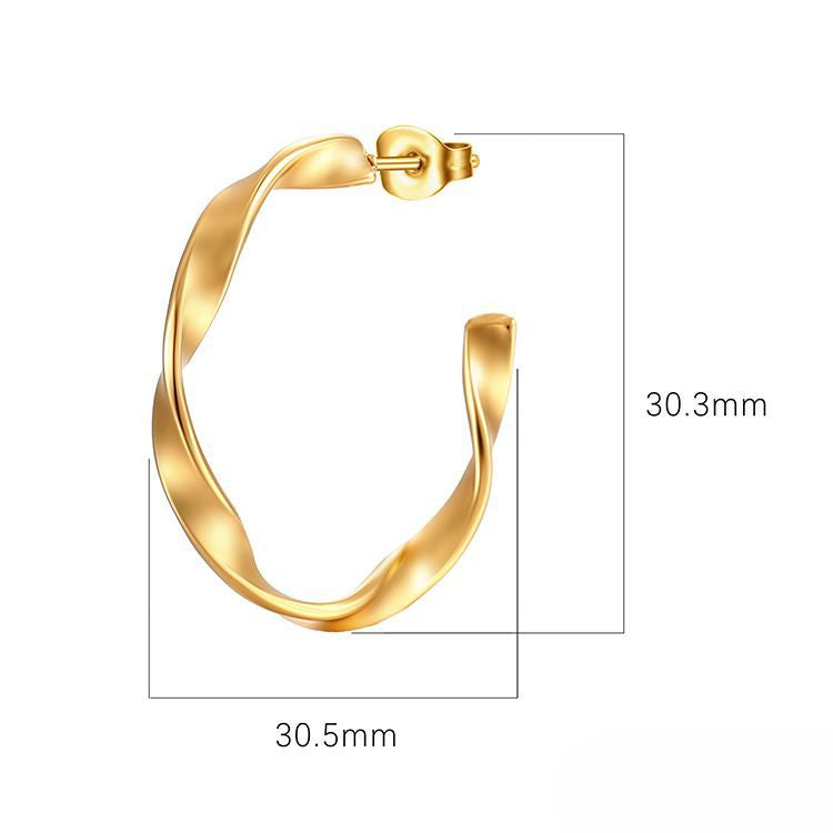 Wholesale Irregular Twisted Wire C Shape Stainless Steel Earrings ACC-ES-MuShan013