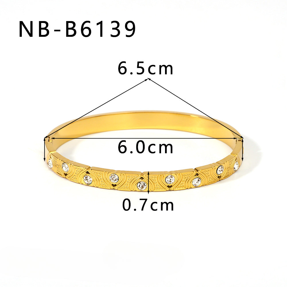 Wholesale Stainless Steel Inlaid Zircon Colorful Leaf Snowflake Love Geometric Bracelet ACC-BT-XinY027