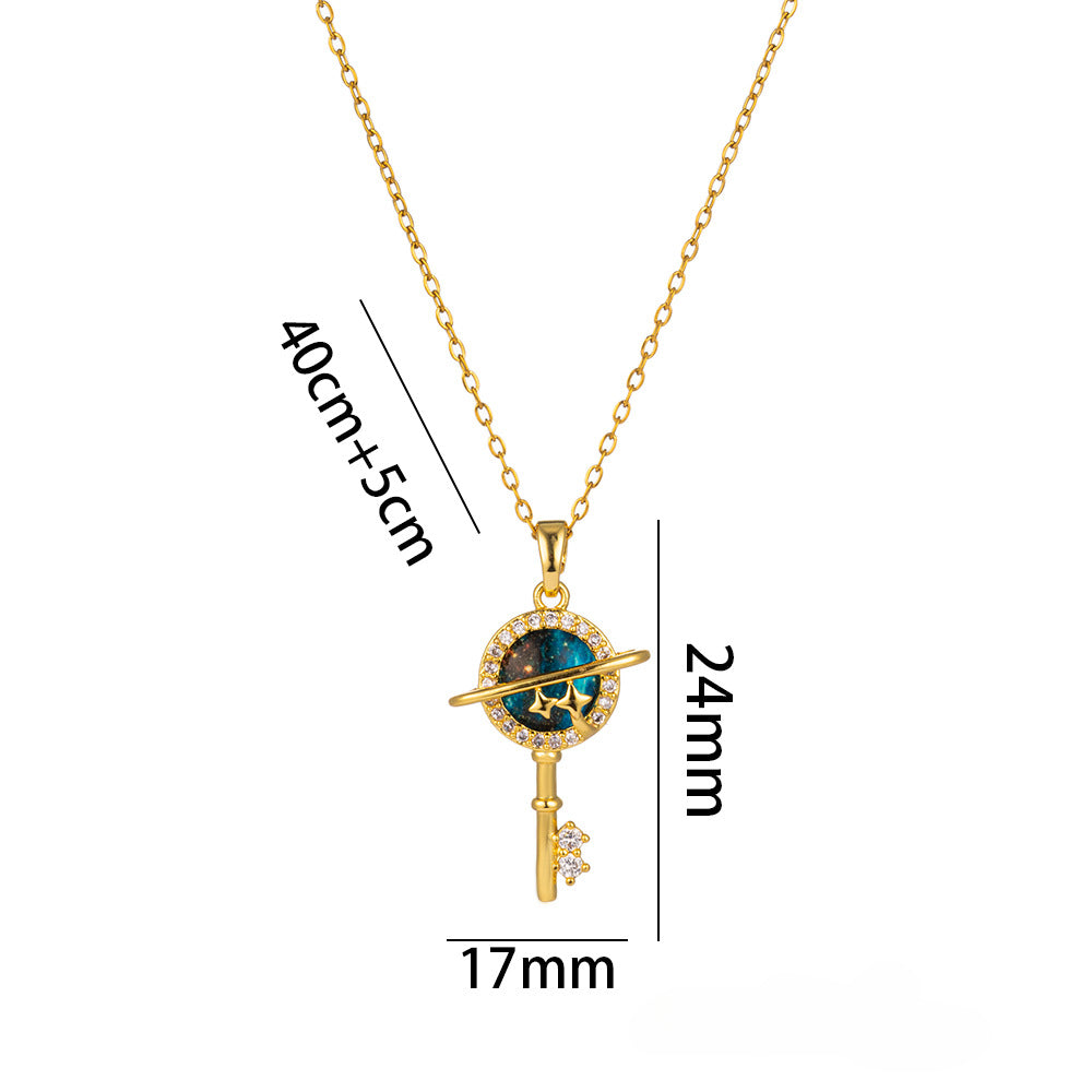 Wholesale Titanium Steel Necklace Planet Starry Sky Necklaces Clavicle Chain ACC-NE-Kucai002