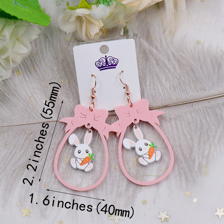 Wholesale Acrylic Colored Rabbit Earrings