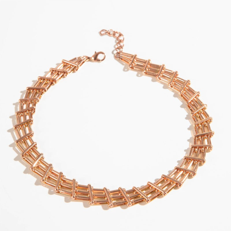 Wholesale Exaggerated Metal Hollow Mesh Alloy Clavicle Necklaces ACC-NE-YongGe018