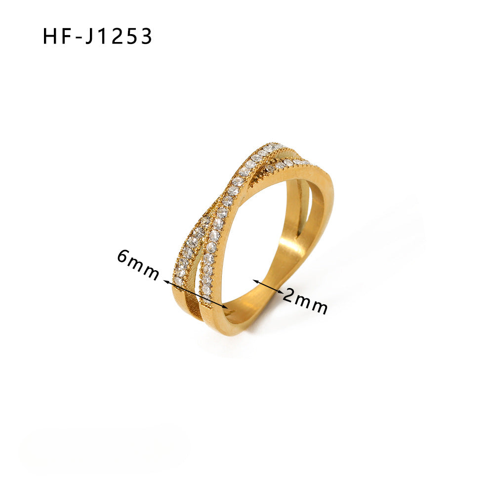 Wholesale Simple Cross Diamond Stainless Steel Rings ACC-RS-Xiny007