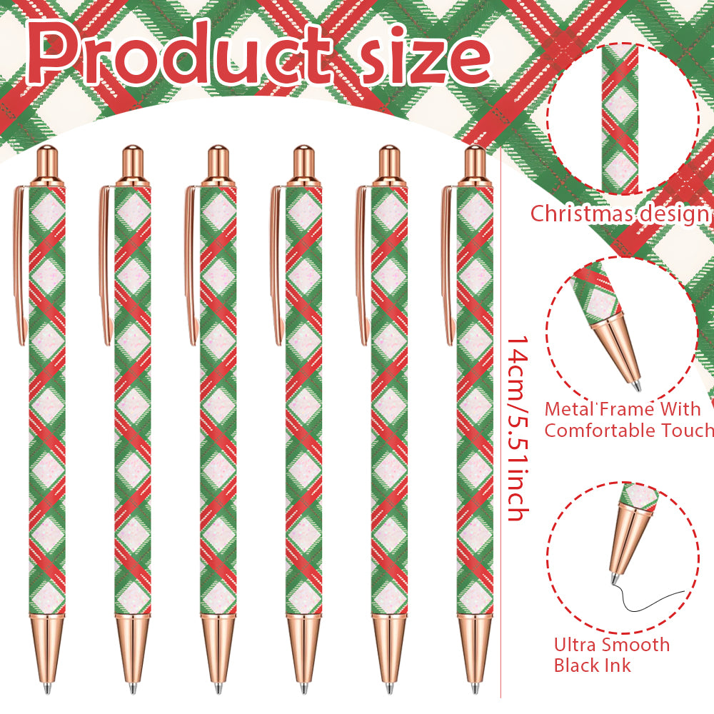 Wholesale 6pcs Christmas Ballpoint Pens Set Metal Journaling Black Ink Pretty Cute Fancy Stationery Gifts for Birthday Home Office Desk