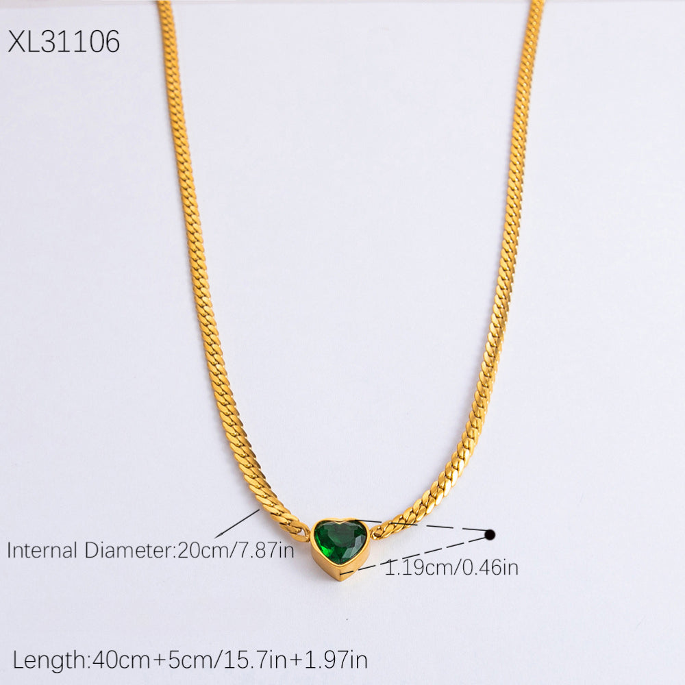 Wholesale Vintage Stainless Steel Diamond Heart Choker Necklaces  ACC-NE-YuHui002