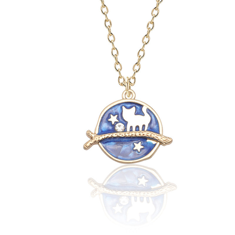 Wholesale Starry Sky Kitten Alloy Necklaces ACC-NE-Tiangao004