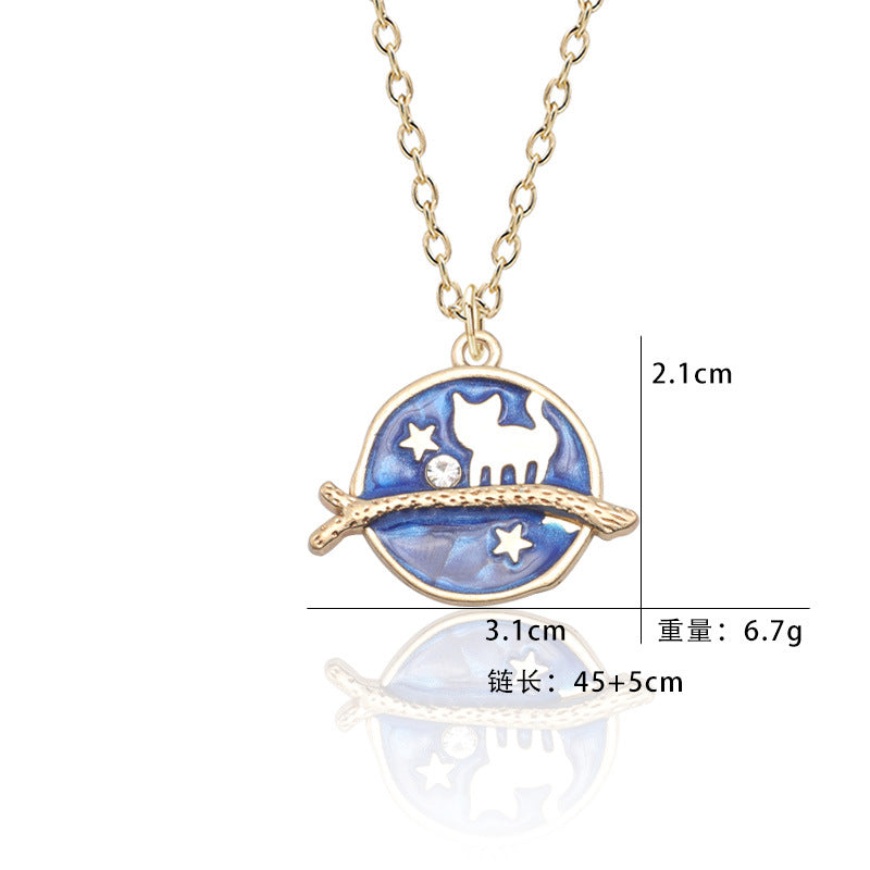Wholesale Starry Sky Kitten Alloy Necklaces ACC-NE-Tiangao004