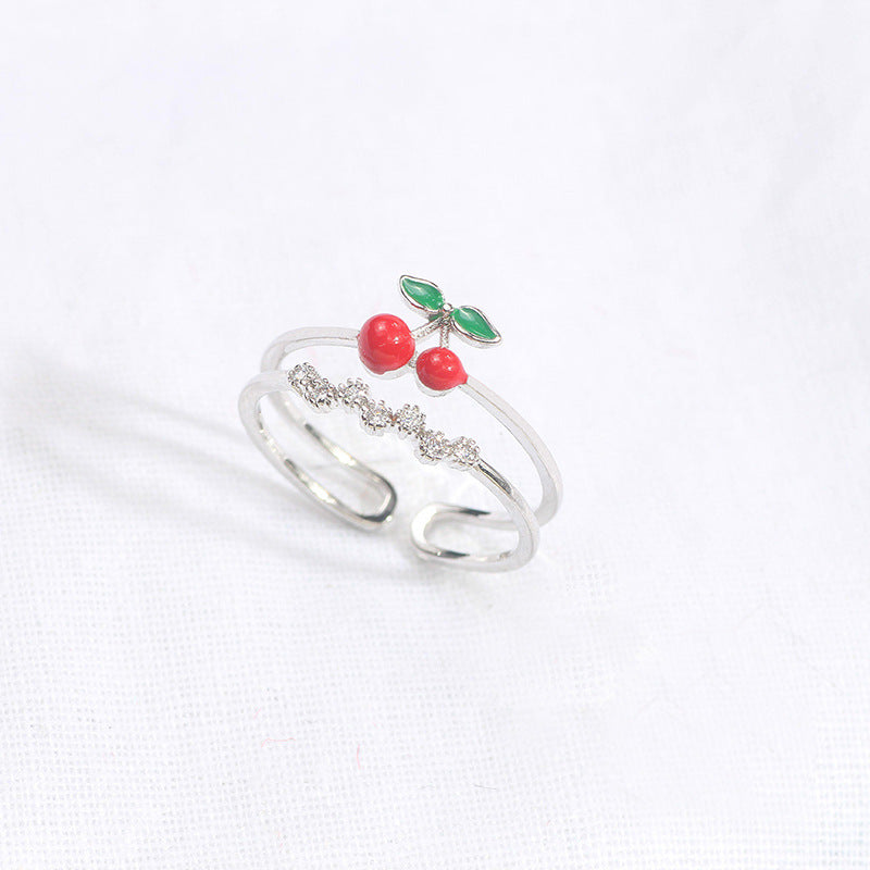 Wholesale Cute Oil Dripping Cherry Adjustable Ring ACC-RS-MDD003