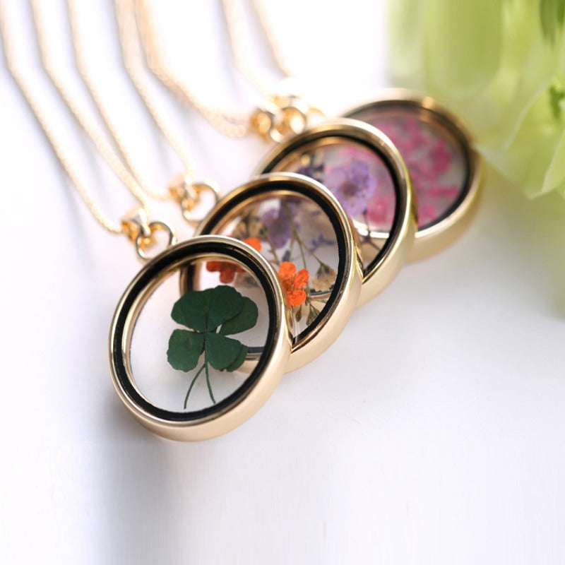 Wholesale Round Pendant Colorful Specimen Dried Flower Necklace  ACC-NE-YingHao004