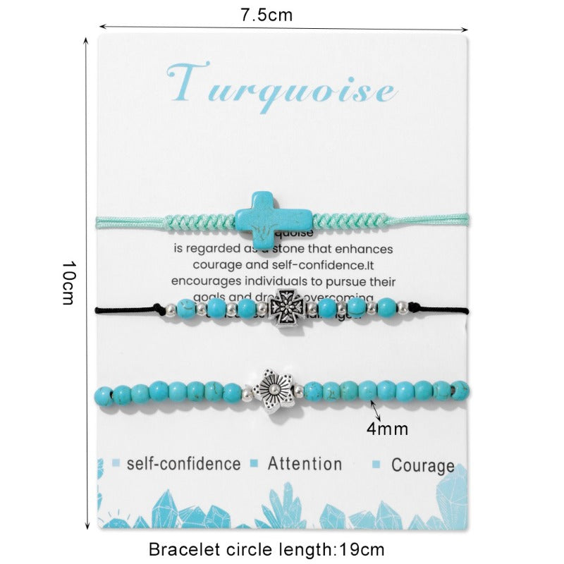 Wholesale Turquoise Men's Turtle Handmade Braided Bracelet Set ACC-BT-YinYi001