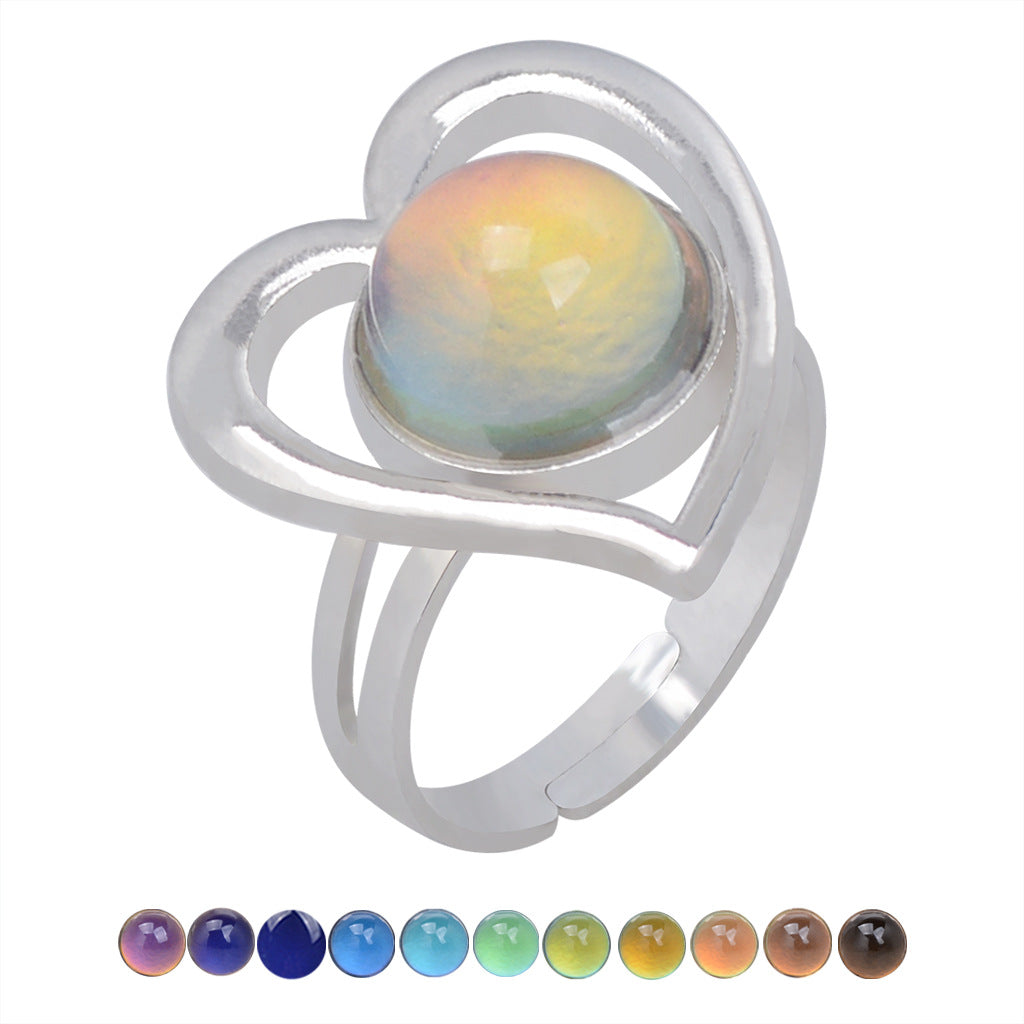 Wholesale Open Vintage Gemstone Thermochromic Ring Adjustable Rings ACC-RS-Hour003
