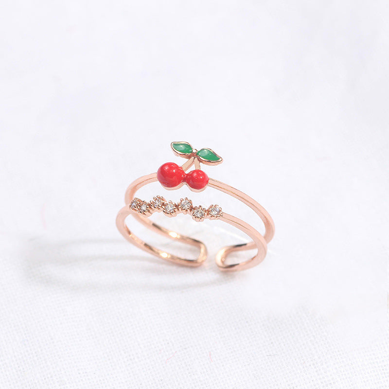 Wholesale Cute Oil Dripping Cherry Adjustable Ring ACC-RS-MDD003
