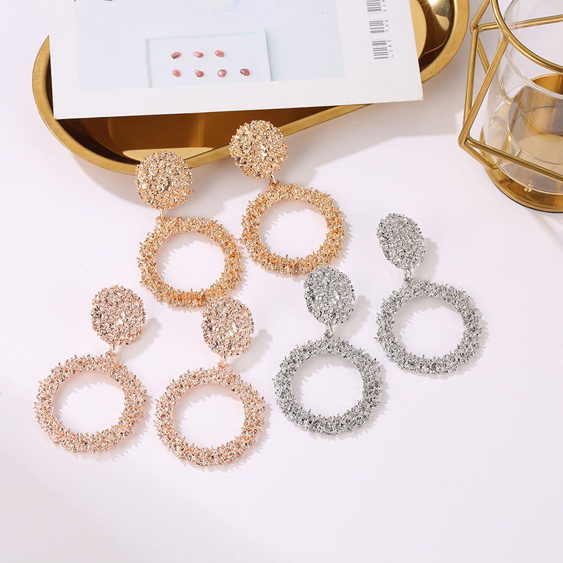 Wholesale Retro Style Alloy Pattern Large Hoop Earrings ACC-ES-QW008