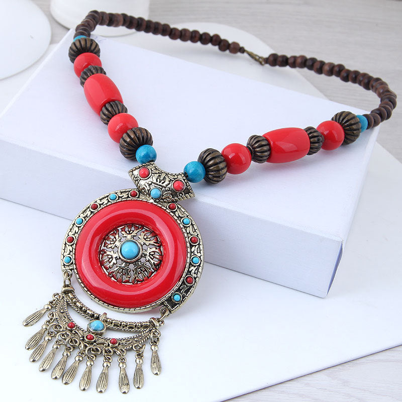 Wholesale Bocian Ethnic Style Retro Long Necklace Gemstone Sweater Chain ACC-NE-Weiy002