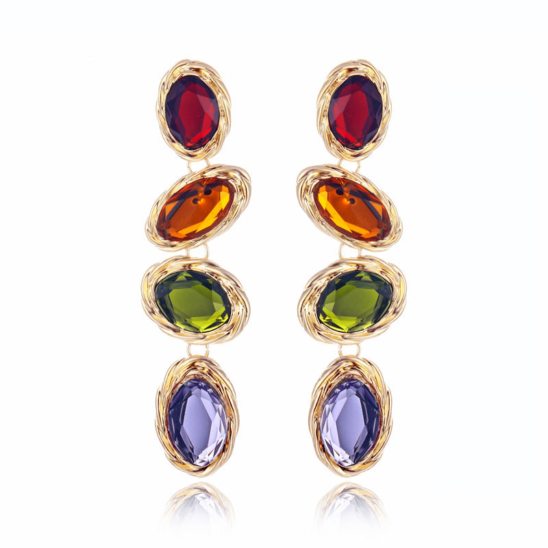 Wholesale Luxury Multicolor Gemstone Stud Earrings