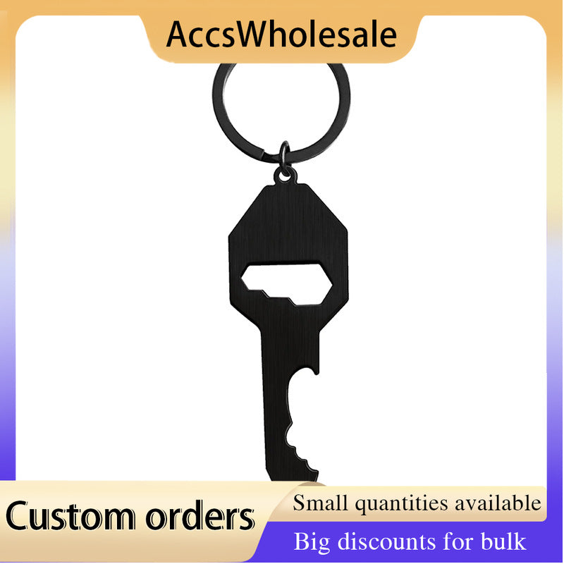 Custom Keychains with Laser Engraved Text or Logo - Bottle Opener Metal Keychain
