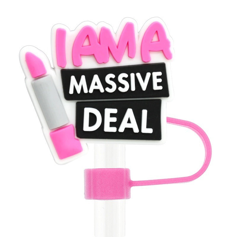 Wholesale Random 100pcs Cartoon Party Decoration 10mm PVC Soft Straw Tube Cap ACC-SCR-RYY124