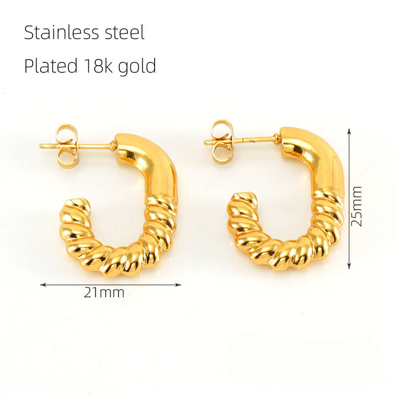 Wholesale Gold Plated Spiral Geometric Stainless Steel Earrings ACC-ES-ZhongYao004