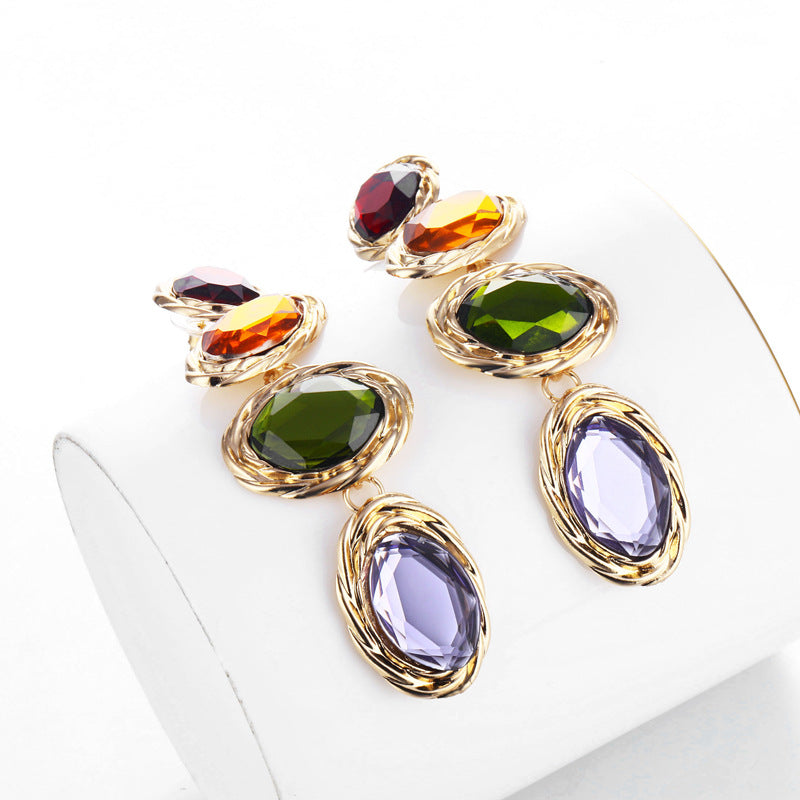 Wholesale Luxury Multicolor Gemstone Stud Earrings
