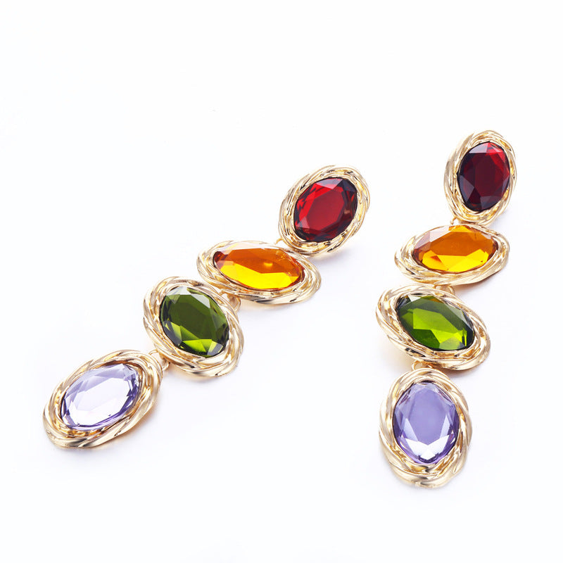 Wholesale Luxury Multicolor Gemstone Stud Earrings