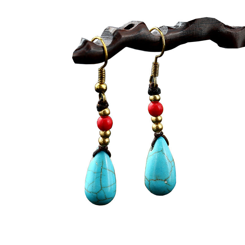 Wholesale Bohemian Water Drop Pendant Earrings