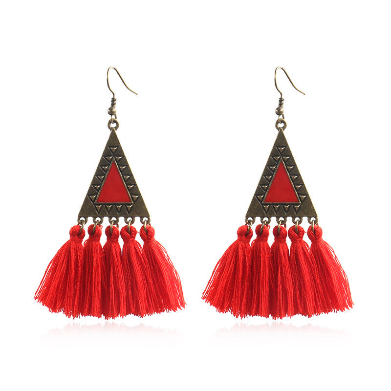 Wholesale Fashion Long Wool Tassel Earrings Statement Dangles Party Wear Boutique Resale