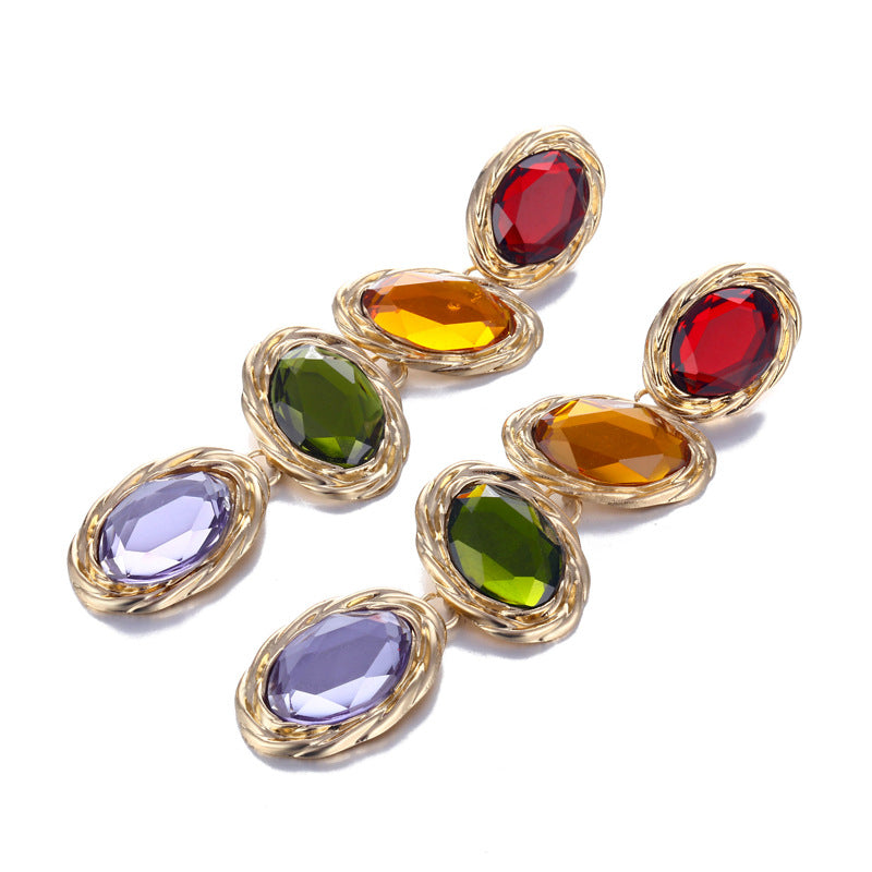 Wholesale Luxury Multicolor Gemstone Stud Earrings