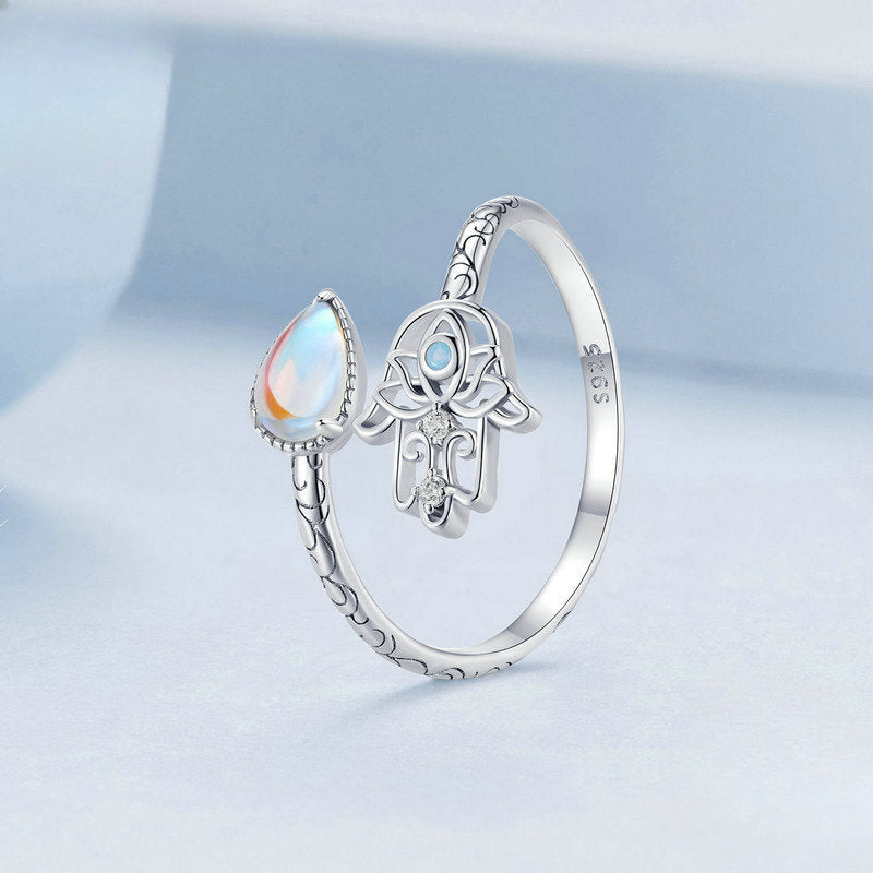 Wholesale Pattern Lucky Hand Open Ring S925 Sterling Silver Ring ACC-RS-YinZhiyun001