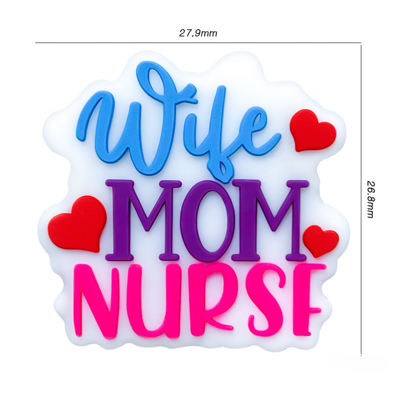 Wholesale 10pcs Nurse Mom Silicone Beads Focal Beads DIY Accessories Mother's Day ACC-BDS-WDX086