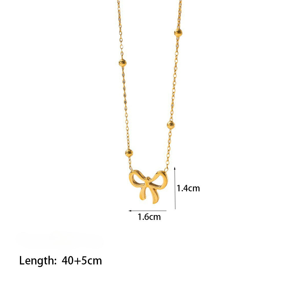 Wholesale Bowknot Titanium Steel Necklaces Earrings Bracelet Anklets ACC-NE-GuDi011