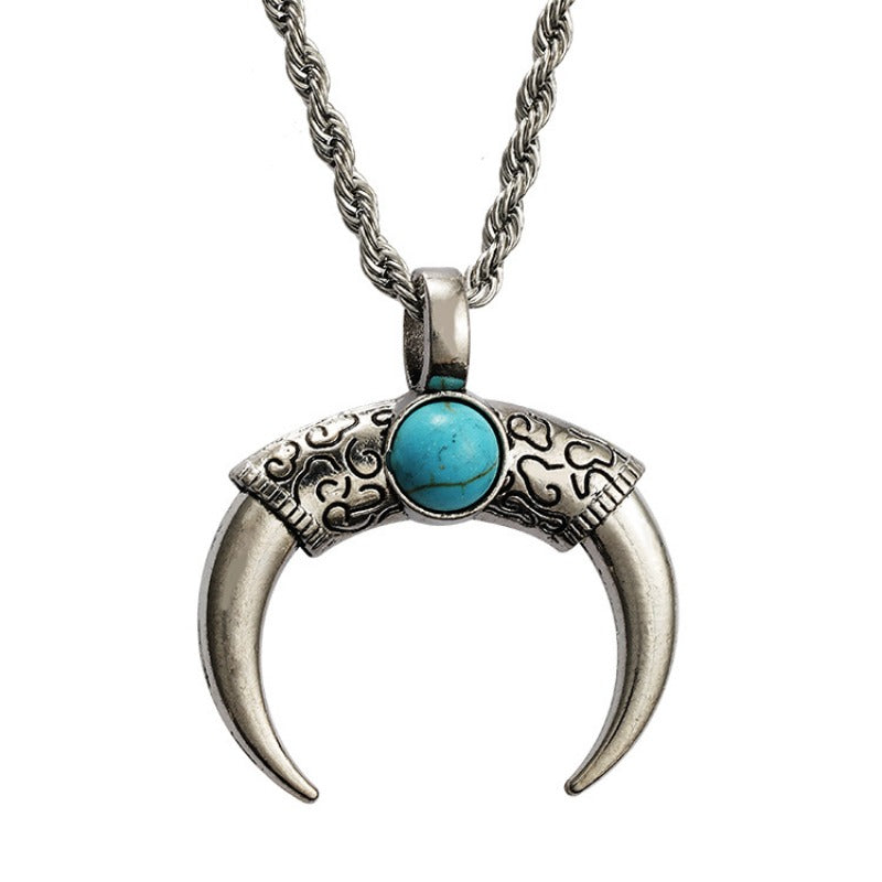 Wholesale Turquoise Crescent Pendant Necklace ACC-NE-Yuj004