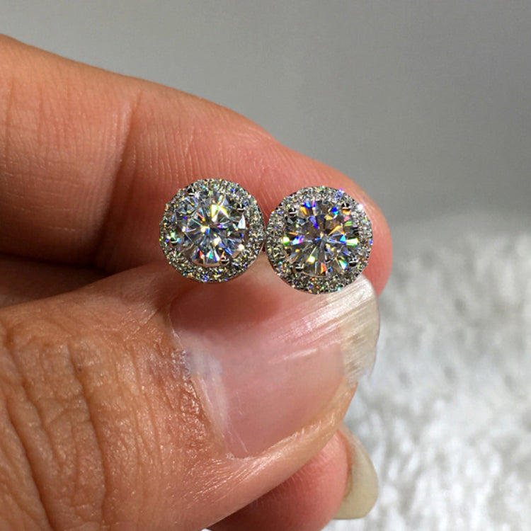 Wholesale Round Full Diamond Stud Earrings Set with Super Flash Zircon ACC-ES-SMLK001