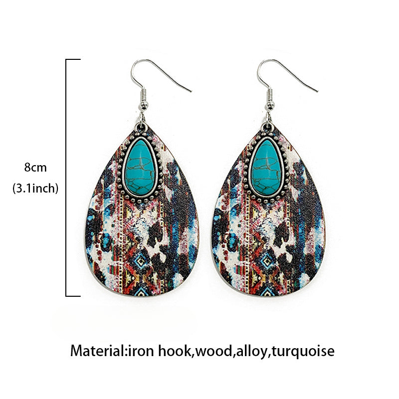 Wholesale Western Wind Aztec Wooden Earrings ACC-ES-XinChuan009