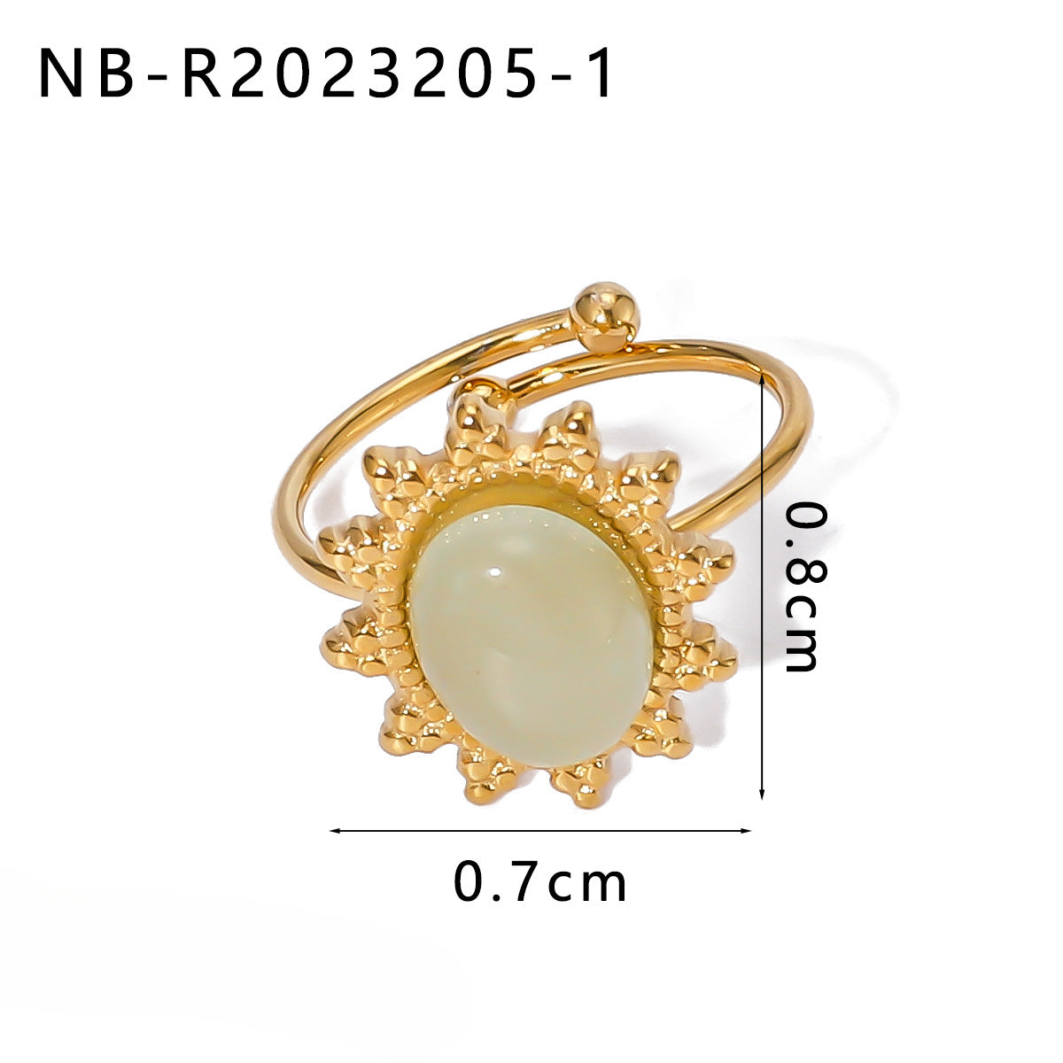 Wholesale Stainless Steel Ring Inlaid Natural Stone Open Adjustable Rings ACC-RS-XinY016