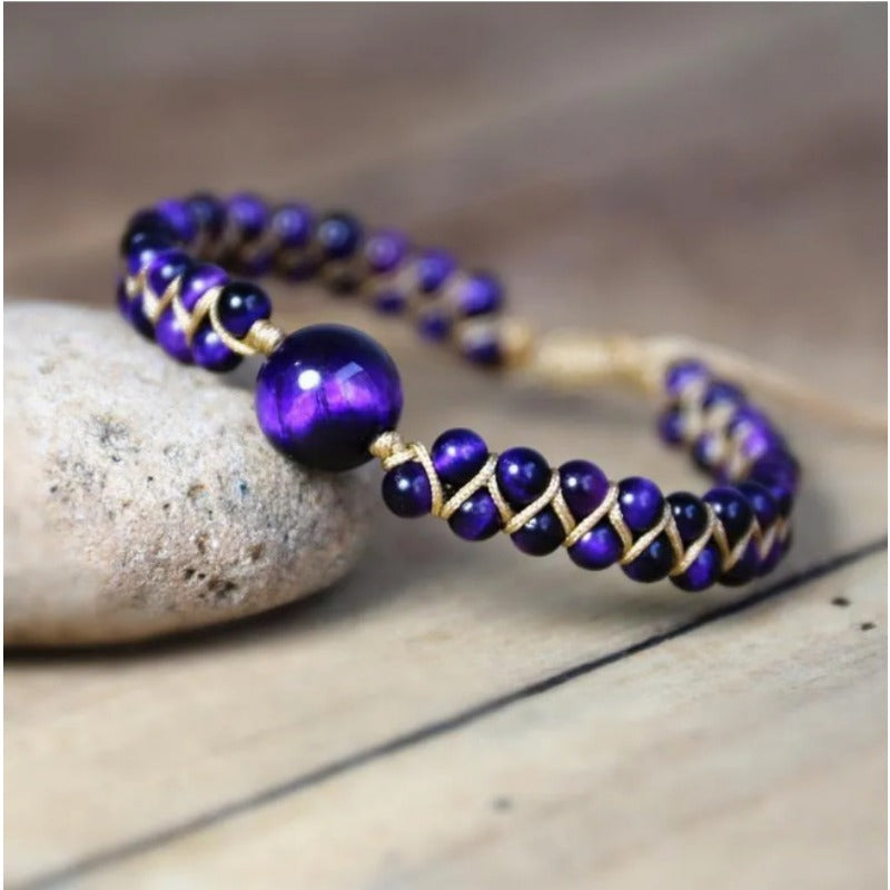 Wholesale Natural Tiger Eye Stone Woven Creative Double-layer Bracelet ACC-BT-Zhongh008