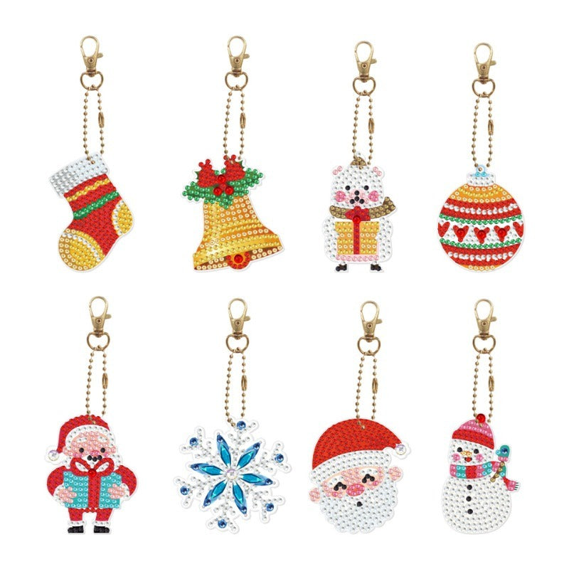 Wholesale Single-sided Diamond Christmas Creative Diy Keychains ACC-KC-PengDao002