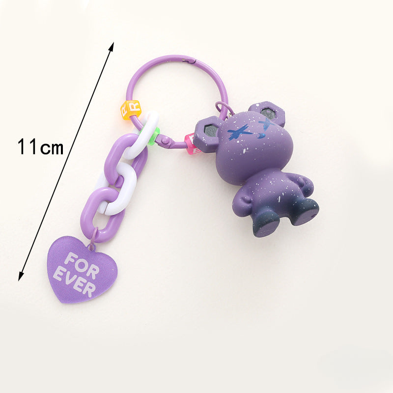 Wholesale Acrylic Pearlescent Electroplating Bear Keychains ACC-KC-GeLian004