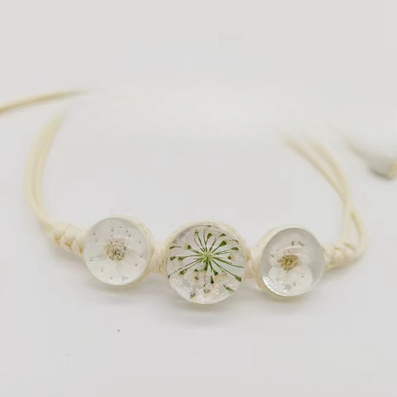 Wholesale Cherry Blossom Plum Blossoms Gypsophila Hand-woven Natural Real Flower Bracelet Rope ACC-BT-Youl007