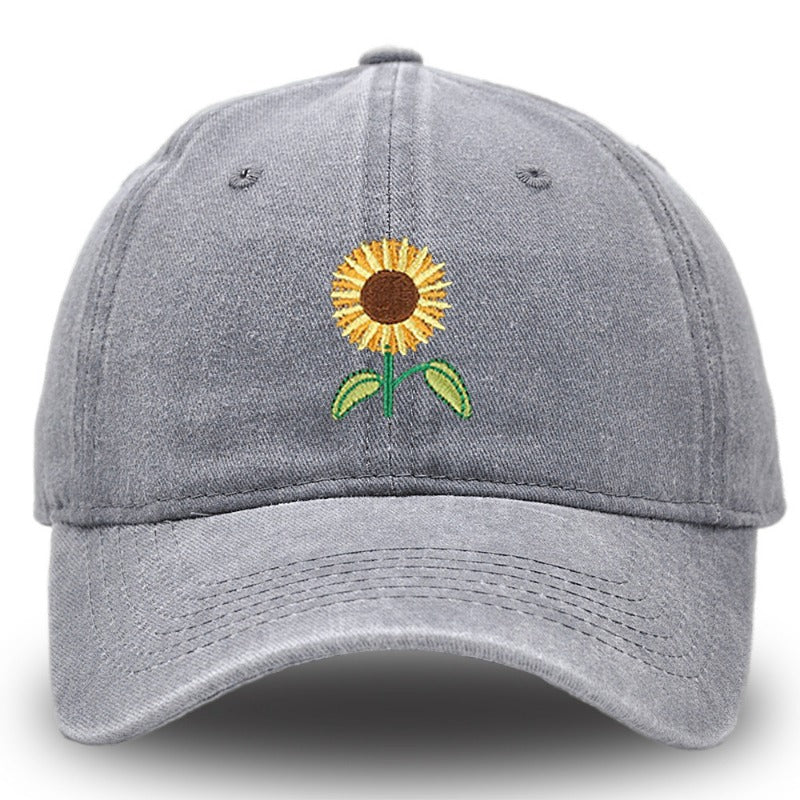 Wholesale Vintage Washed Botanical Sunflower Baseball Cap ACC-HT-HaiPu031